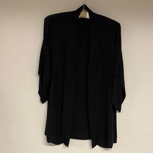 Eileen Fisher Tunic Length Black Silk Lantern Jacket
